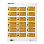 Terracotta Zonnebloemen Wildbloemen Bruiloft Etiket (Full Sheet)