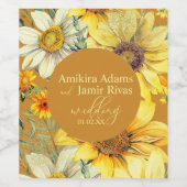 Terracotta Zonnebloemen Wilde Bloemen Bruiloft Wijn Etiket (Enkel label)