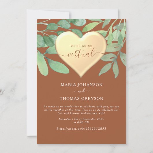 Terracotta Zoom Wedding Invitation Kaart (Voorkant)