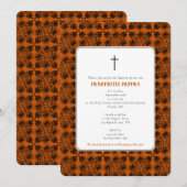 Terracotta Zwart Meander Grieks Orthodox Doopsel Kaart (Voorkant / Achterkant)