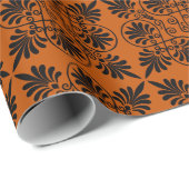 Terracotta Zwart Oudgrieks Meander Patroon Cadeaupapier (Rol Hoek)