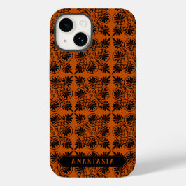 Terracotta Zwart Oudgrieks Meander Patroon Case-Mate iPhone 14 Hoesje