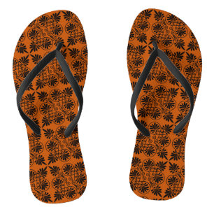 Terracotta Zwart Oudgrieks Meander Patroon Teenslippers