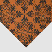 Terracotta Zwart Oudgrieks Meander Patroon Tissuepapier (Detail)