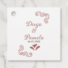 Terracotta zwart rustiek Spaans bruidspaar Bedankjes Labels
