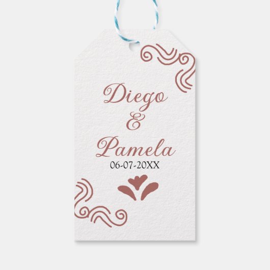 Terracotta zwart rustiek Spaans bruidspaar Cadeaulabel (Achterkant)