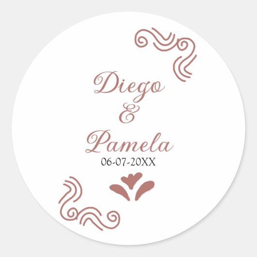 Terracotta zwart rustiek Spaans bruidspaar en Ronde Sticker (Voorkant)