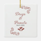 Terracotta zwart rustiek Spaans bruidspaar Keramisch Ornament (Achterkant)