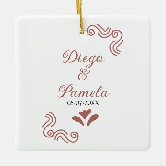 Terracotta zwart rustiek Spaans bruidspaar Keramisch Ornament (Voorkant)