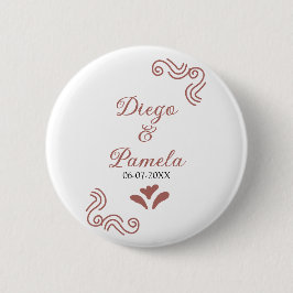 Terracotta zwart rustiek Spaans bruidspaar Ronde Button 5,7 Cm