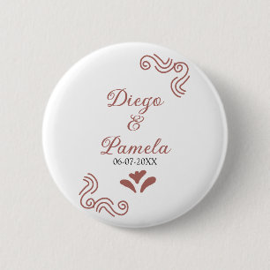 Terracotta zwart rustiek Spaans bruidspaar Ronde Button 5,7 Cm
