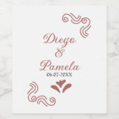 Terracotta zwart rustiek Spaans bruidspaar Wijn Etiket (Enkel label)