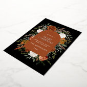 Terracotta zwarte bloemboog moderne kerstfolie folie feestdagenkaart (Gedraaid)