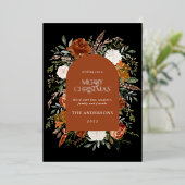 Terracotta zwarte bloemboog moderne kerstfolie folie feestdagenkaart (Staand Voorkant)