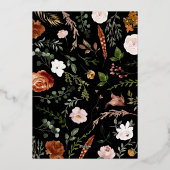 Terracotta zwarte bloemboog moderne kerstfolie folie feestdagenkaart (Achterkant)