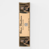 Terracotta & Zwarte Script QR Code Minimalistische Spandoek (Verticaal)