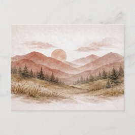 Terracottaberglandschap dennenbos briefkaart