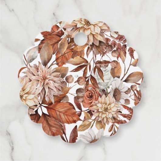 Terracottal Autumn Herfst Floral Hartelijk dank vo Bedankjes Labels (Achterkant)