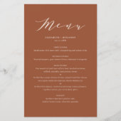 Terracottta Minimalist Script Wedding Menu Kaart (Voorkant)