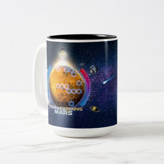 Terraforming Mars-Mok Tweekleurige Koffiemok (Voorkant links)