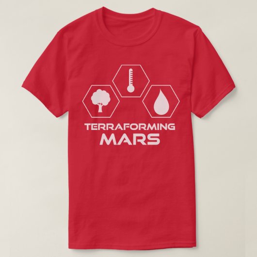 Terraforming Mars White Icons Stacked T-shirt (Design voorkant)