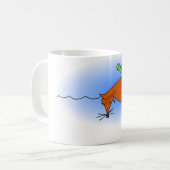 Terrapin die drijft op een vossenmok koffiemok (Voorkant links)