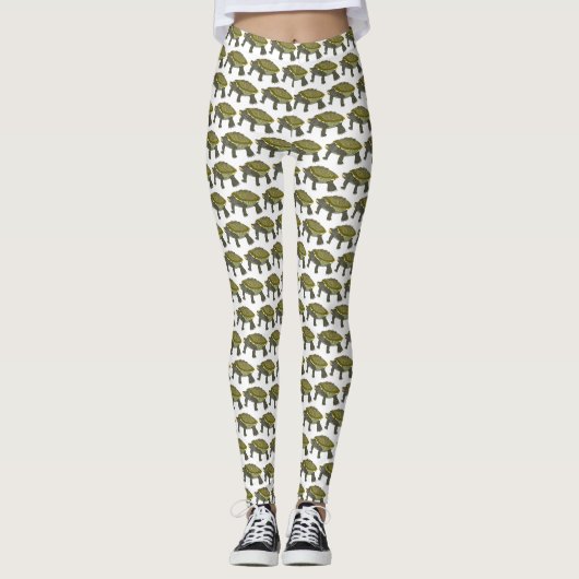 Terrapin (patroon wit) - Dames Leggings (Voorkant)