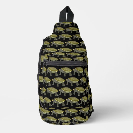 Terrapin (patroon zwart) - Sling Backpack Bag (Voorkant)