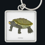 Terrapin (white) - Square Premium Keychain<br><div class="desc">Presenting a captivating digital illustration of a Diamondback Terrapin,  featuring its distinctive yellow and black striped shell. Created with Procreate,  this piece celebrates the beauty of wildlife.

Drawn for: M</div>
