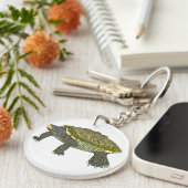Terrapin (wit) - Cirkelvormige acrylsleutelhanger Sleutelhanger (Voorkant Rechts)