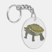 Terrapin (wit) - Cirkelvormige acrylsleutelhanger Sleutelhanger (Voorkant Links)