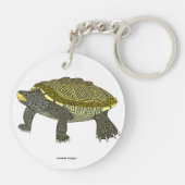 Terrapin (wit) - Cirkelvormige acrylsleutelhanger Sleutelhanger (Achterkant)
