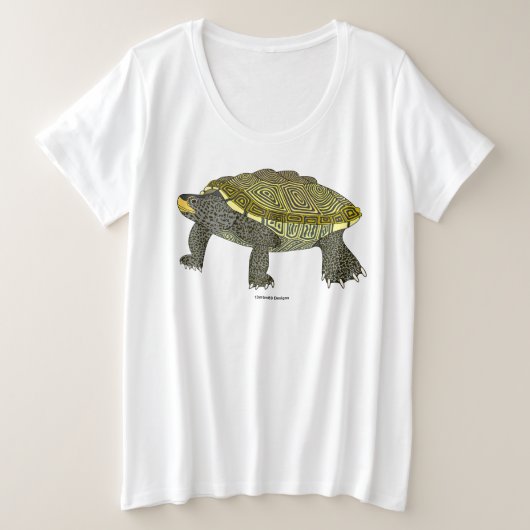 Terrapin (wit) - Dames T-shirt Plusmaten (Design voorkant)