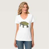 Terrapin (wit) - Dames V-hals T-shirt (Voorkant volledig)