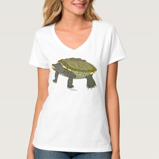 Terrapin (wit) - Dames V-hals T-shirt (Voorkant)