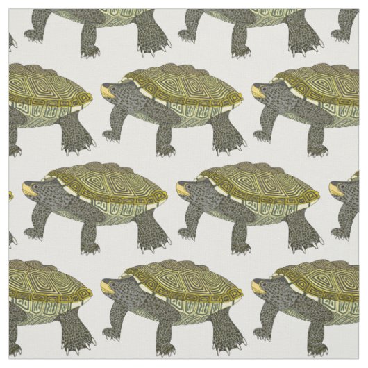Terrapin (wit) - Gekamd Katoenen Stof (Swatch)