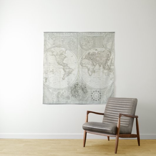 Terraquous Wereldbol door Samuel Dunn | 1787 Wandkleed (In situ)