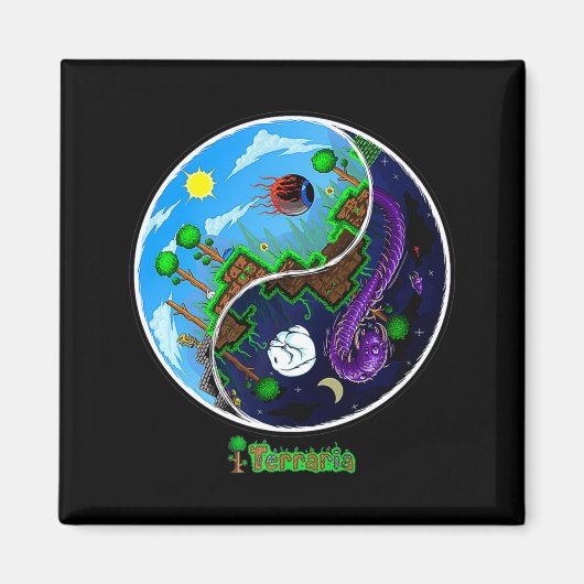 Terraria Night And Day T Shirt  Magneet (Voorkant)