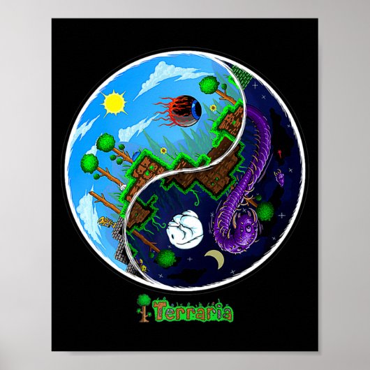 Terraria Night And Day T Shirt Poster (Voorkant)