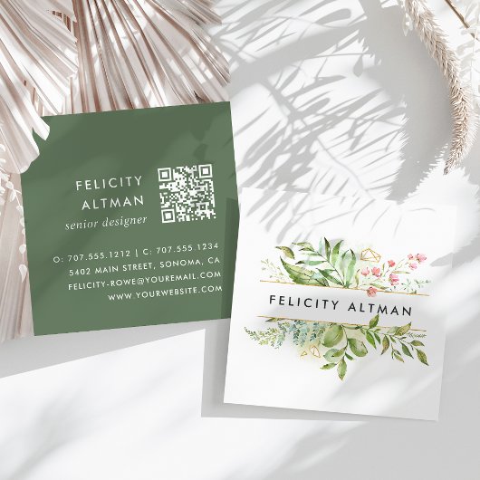 terrarium | Botanische QR-code Vierkante Visitekaartje