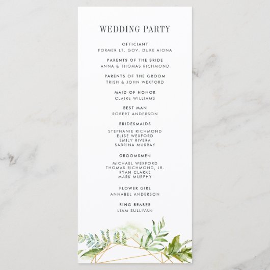 Terrarium bruiloft ceremonie programma programmakaart (Achterkant)