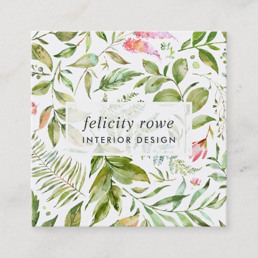 Terrarium Collectie | Botanische afdrukken Vierkante Visitekaartje (Voorkant)