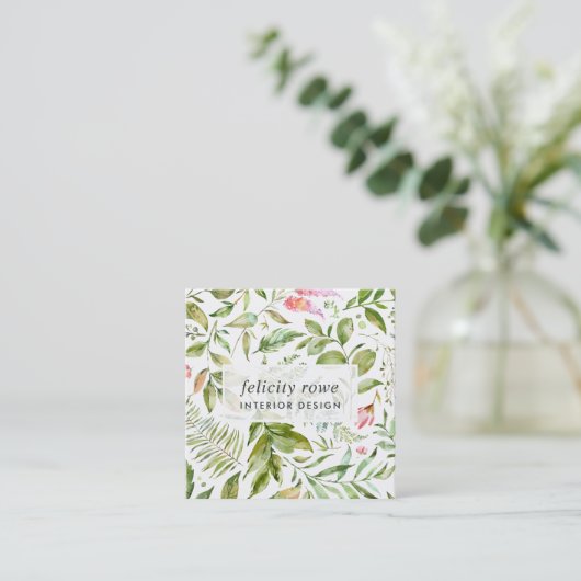 Terrarium Collectie | Botanische afdrukken Vierkante Visitekaartje (Staand voorkant)