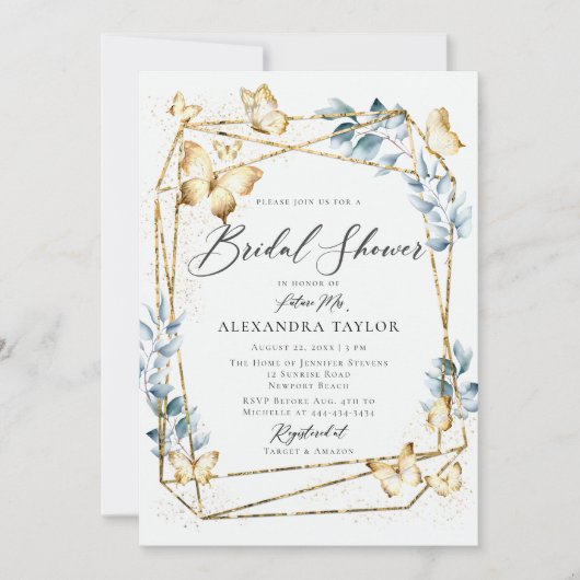 Terrarium Geometrisch Lijst Goudblauw Vrijgezellen Kaart (Voorkant)