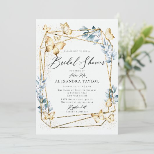 Terrarium Geometrisch Lijst Goudblauw Vrijgezellen Kaart (Staand voorkant)