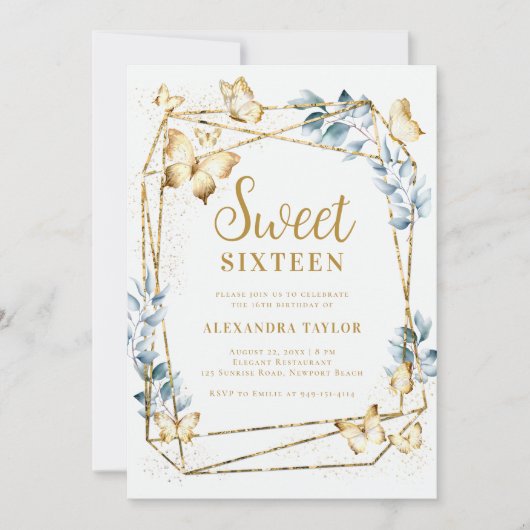 Terrarium Geometrisch Lijst Gouden Vlinder Sweet 1 Kaart (Voorkant)