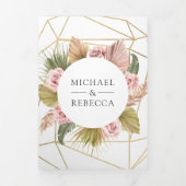 Terrarium Pampas Dusty Roses QR Code Weddenschap Drieluik Uitnodiging (Cover)