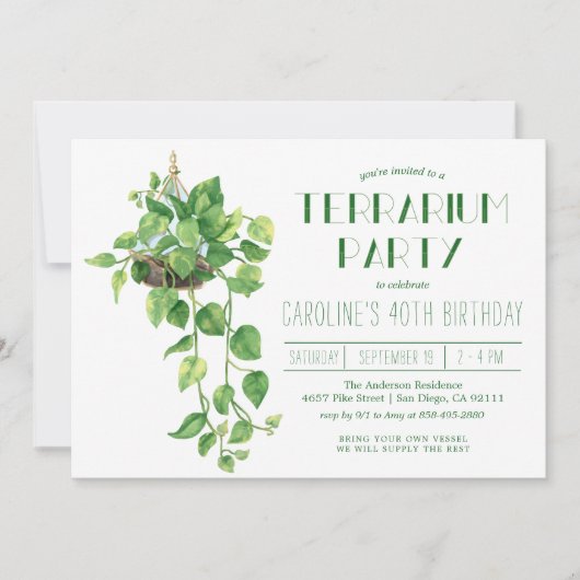 Terrarium Party Invitation Kaart (Voorkant)