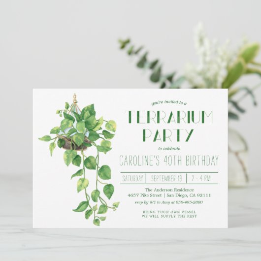 Terrarium Party Invitation Kaart (Staand voorkant)