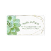 Terrarium Succulent Wedding Address Etiket (Voorkant)
